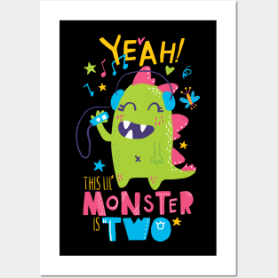 Music Monster Themed 2 Year Old Toddler Girl Second Birthday Posters and Art